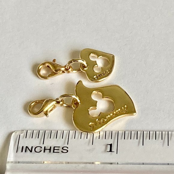 Vintage Mickey Mouse Heart Charm Zipper Pull Purse Clip On Signed Mommy & Me - Picture 9 of 10